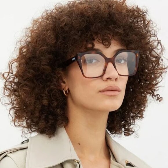 NWT FENDI WOMEN HAVANA SQUARE EYEWEAR EYEGLASSES - Picture 1 of 4